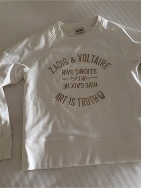 Zadig & Voltaire White Cotton Sweatshirt with Label Detail